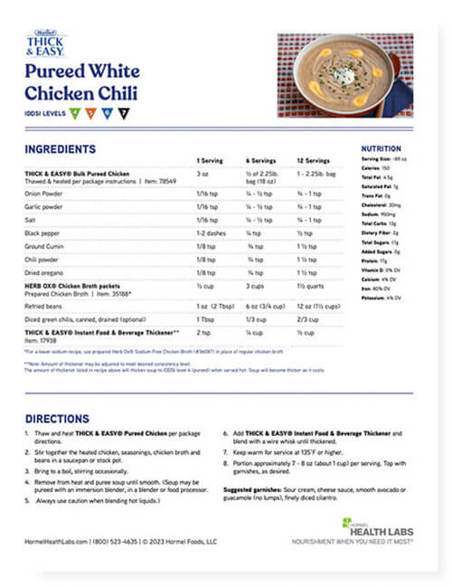 The front page of a recipe for white chicken chili