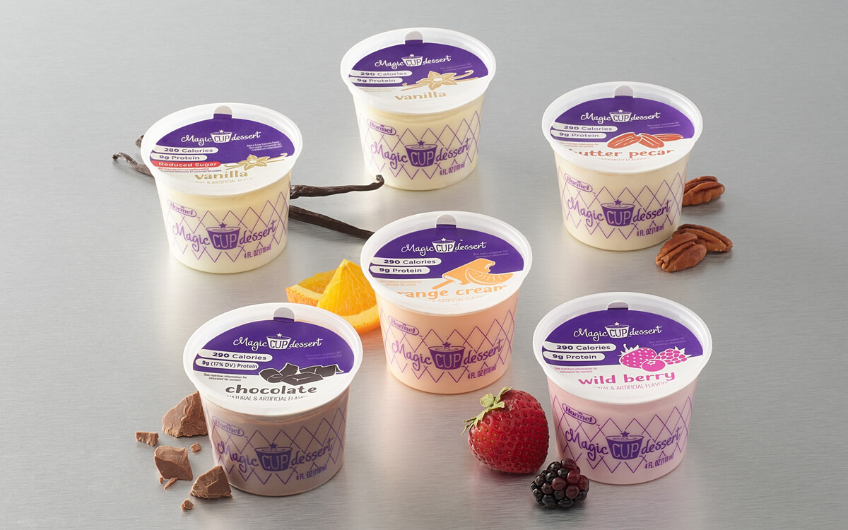 Variety of Magic Cup flavors with new packaging