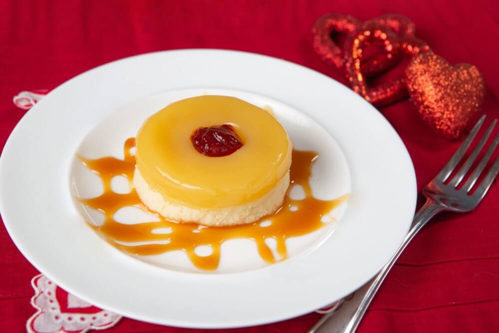 Pureed Pineapple Upside-Down Cake with hearts