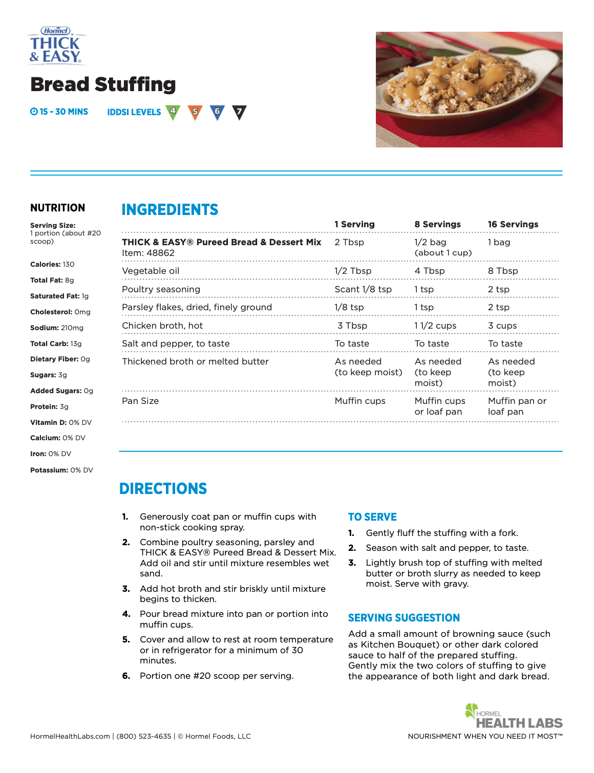 Thick and Easy bread stuffing recipe page