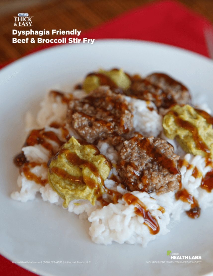 Dysphagia-friendly beef and broccoli stir fry recipe