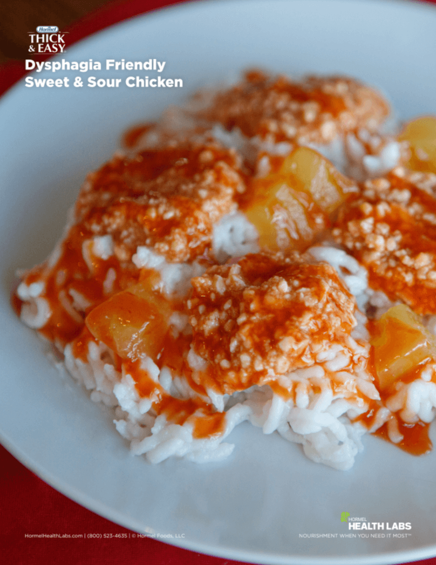 Dysphagia-friendly sweet and sour chicken recipe