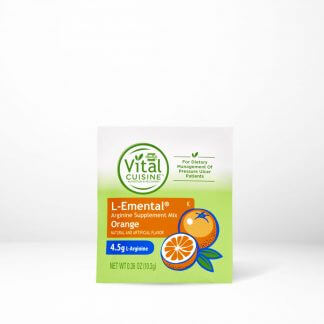 Hormel Vital Cuisine L-emental orange flavor packet on table