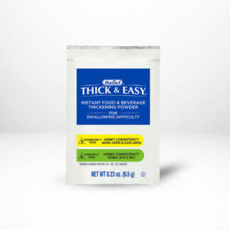 Thick & Easy Instant Food and Beverage Thickener Level 3 & 4 / honey 5.5 oz packet on a white table