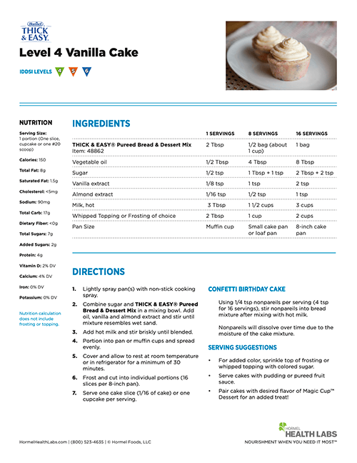 Level 4 vanilla cake recipe page
