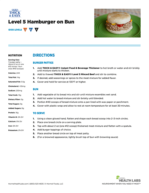 Level 5 Hamburger on Bun recipe page