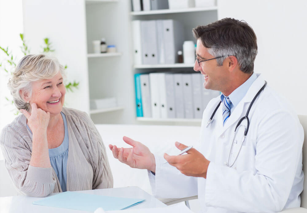 patient and doctor in doctor's office